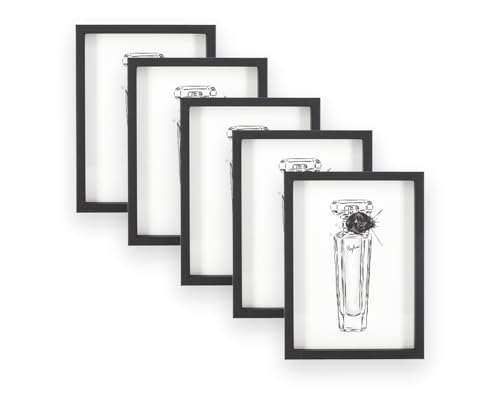 Wackadoo Bilderrahmen 5er Set FSC® Holz mit Glasscheibe Fotorahmen Collage schwarz Bilderrahmen klein 13x18 cm von Wackadoo