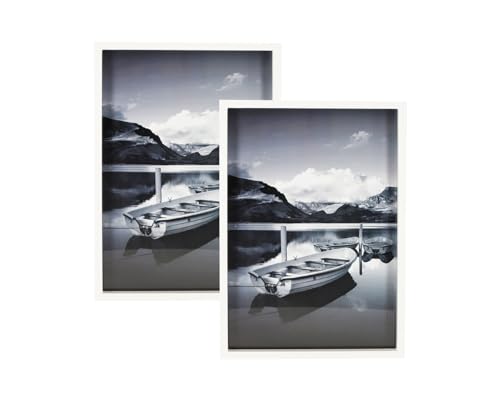 Wackado® Bilderrahmen A4 2er Set FSC® Holz mit Glasscheibe Fotorahmen Collage weiß Bilderrahmen DIN A4 21x29,7 cm Kinderzeichnungen Dokumentenrahmen Posterrahmen von Wackadoo