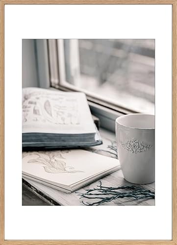 Wackadoo Holz Bilderrahmen 50x70 cm Eiche Fotowand Fotorahmen Picture frame Holz aus MDF mit Passepartout 40 x 50 cm von Wackadoo