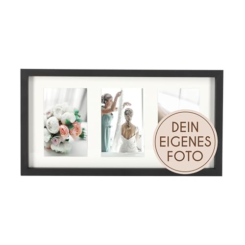 Wackadoo® Holz Bilderrahmen Collage mit eigenem Foto (hochformat) 10x15 cm schwarz dein eigenes Foto - Bilderrahmen Wunschmotiv - Personalisiertes Geschenk - Wunschmotiv - Muttertagsgeschenk von Wackadoo