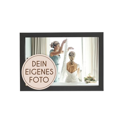 Wackadoo® Holz Bilderrahmen mit eigenem Foto 10x15 (quer) cm schwarz - Poster mit Wunschmotiv - Personalisiertes Geschenk - Wunschmotiv - Muttertagsgeschenk von Wackadoo