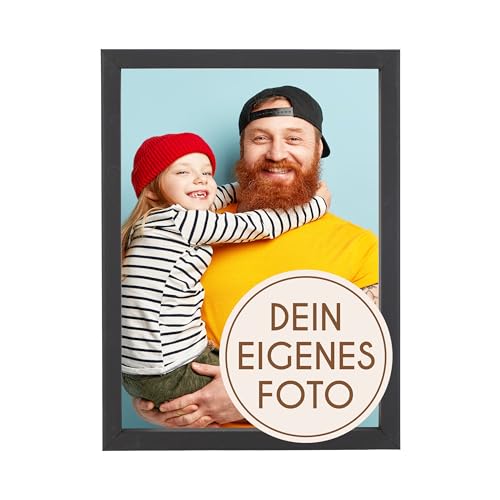 Wackadoo® Holz Bilderrahmen mit eigenem Foto 13x18 (hoch) cm schwarz - Poster mit Wunschmotiv - Personalisiertes Geschenk - Wunschmotiv - Muttertagsgeschenk von Wackadoo