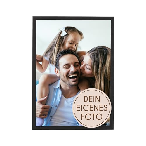 Wackadoo® Holz Bilderrahmen mit eigenem Foto 21x29,7 DIN A4 (hoch) cm schwarz - Poster mit Wunschmotiv - Personalisiertes Geschenk - Wunschmotiv - Muttertagsgeschenk von Wackadoo