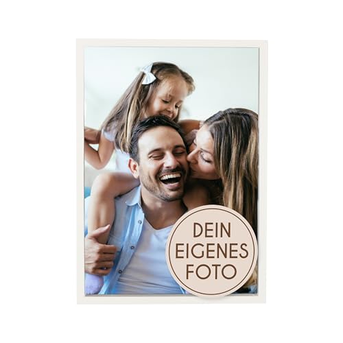 Wackadoo® Holz Bilderrahmen mit eigenem Foto 21x29,7 DIN A4 (hoch) cm weiß - Poster mit Wunschmotiv - Personalisiertes Geschenk - Wunschmotiv - Muttertagsgeschenk von Wackadoo