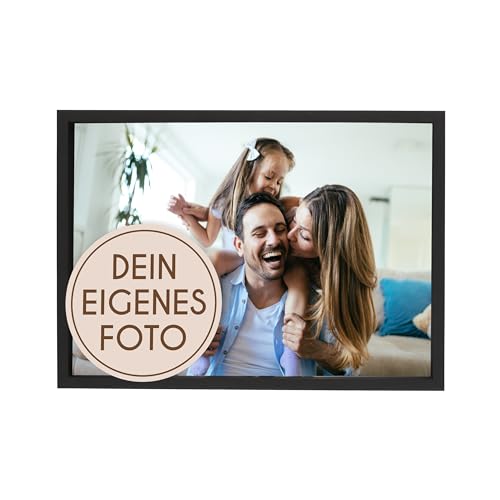 Wackadoo® Holz Bilderrahmen mit eigenem Foto 21x29,7 DIN A4 (quer) cm schwarz - Poster mit Wunschmotiv - Personalisiertes Geschenk - Wunschmotiv - Muttertagsgeschenk von Wackadoo