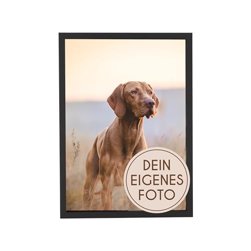 Wackadoo® Holz Bilderrahmen mit eigenem Foto 29,7x42 cm DIN A3 (hoch) cm schwarz - Poster mit Wunschmotiv - Personalisiertes Geschenk - Wunschmotiv - Muttertagsgeschenk von Wackadoo