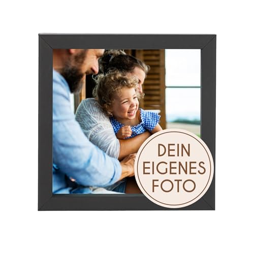 Wackadoo® Holz Bilderrahmen quadratisch mit eigenem Foto 10x10 cm schwarz - Poster mit Wunschmotiv - Personalisiertes Geschenk - Wunschmotiv - Muttertagsgeschenk von Wackadoo