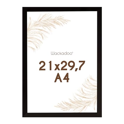 Wackadoo Bilderrahmen A4 21x29,7 (DIN A4) Schwarz Fotowand Fotorahmen mit Glasscheibe FSC Holz Picture frame von Wackadoo