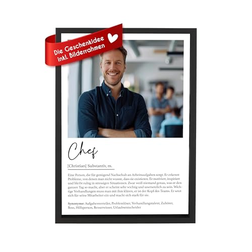 Wackadoo Bilderrahmen Personalisiertes Poster Chef, Wandbild mit Foto und Text, Holz Bilderrahmen und Glasscheibe, fotogeschenk personalisiert, personalisiertes geschenk, Geburtstagsgeschenk Wackadoo Bilderrahmen Personalisiertes Poster Chef, Wandbild mit Foto und Text, Holz Bilderrahmen und Glasscheibe, fotogeschenk personalisiert, personalisiertes geschenk, Geburtstagsgeschenk von Wackadoo
