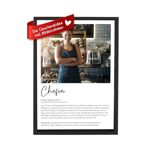 Wackadoo Bilderrahmen Personalisiertes Poster Chefin, Wandbild mit Foto und Text, Holz Bilderrahmen und Glasscheibe, fotogeschenk personalisiert, Geburtstag geschenk, Dankeschön Geschenk Wackadoo Bilderrahmen Personalisiertes Poster Chefin, Wandbild mit Foto und Text, Holz Bilderrahmen und Glasscheibe, fotogeschenk personalisiert, Geburtstag geschenk, Dankeschön Geschenk von Wackadoo