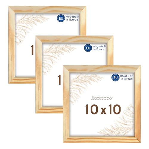 Wackadoo Bilderrahmen quadratisch 10x10 natur 3er Set Holz Bilderrahmen Set Fotowand Fotorahmen mit Glasscheibe Italienisches Holz Picture frame von Wackadoo