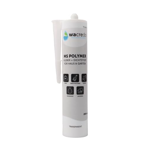 Wacredo MS Polymer Kleber + Dichtstoff für Teich Aquaristik & Pool Spezialkleber Reparaturdichtmasse für Haus & Garten | 290ml DIN Kartusche | PVC & EPDM Teichfolienkleber (1x Kartusche, transparent) Wacredo MS Polymer Kleber + Dichtstoff für Teich Aquaristik & Pool Spezialkleber Reparaturdichtmasse für Haus & Garten | 290ml DIN Kartusche | PVC & EPDM Teichfolienkleber (1x Kartusche, transparent) von Wacredo