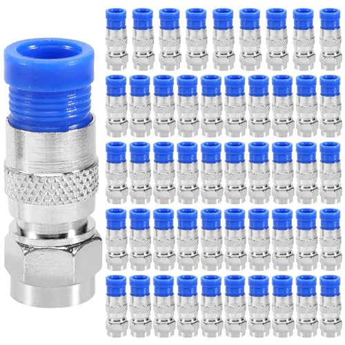 Wadakada 50 StüCke RG6 Kompressions AnschlüSse Koaxial Kabel Wasserdichter Anschluss F Kompressions Anschluss RG6 Koaxial Kompressions Werkzeug von Wadakada