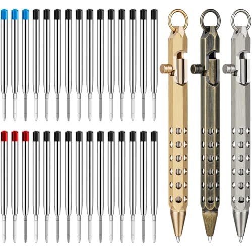 Wadakada Sechseckiger Massiver Messing-Taschenstift mit 30 Kugelschreiber-Nachfüllungen im 3er-Pack Bolt Action Stift Set B Wadakada Sechseckiger Massiver Messing-Taschenstift mit 30 Kugelschreiber-Nachfüllungen im 3er-Pack Bolt Action Stift Set B von Wadakada