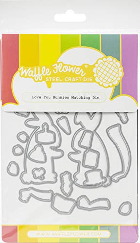 Waffle Flower 310366 Stanzform mit Blumen-Motiv, Metall, Love You Bunnies, Einheitsgröße von Waffle Flower