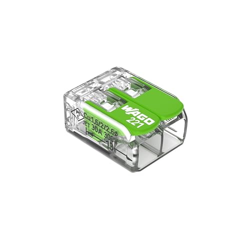 WAGO Green Range Klemme 2-Leiter I bis 4mm² I Verbindungsklemme 2 Leiter mit Hebeln für alle Leiterarten steckbar I 221-422 I 100 Stück WAGO Green Range Klemme 2-Leiter I bis 4mm² I Verbindungsklemme 2 Leiter mit Hebeln für alle Leiterarten steckbar I 221-422 I 100 Stück von WAGO