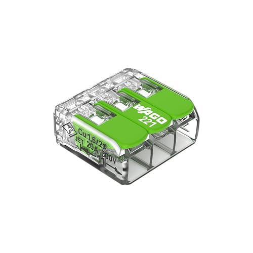 WAGO Green Range Klemme 3-Leiter I bis 4mm² I Verbindungsklemme 3 Leiter mit Hebeln für alle Leiterarten steckbar I 221-423 I 50 Stück WAGO Green Range Klemme 3-Leiter I bis 4mm² I Verbindungsklemme 3 Leiter mit Hebeln für alle Leiterarten steckbar I 221-423 I 50 Stück von WAGO