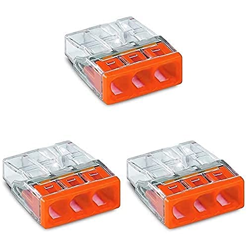 WAGO Klemme, 3-Leiter, Verbindungsdosenklemmen, 2273-203 (100 Stück), Orange, 3er Pack von WAGO