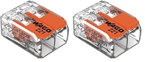 WAGO Verbindungs-Klemmen 221-412 | 2-polig, bis 4 mm², 100 Stück, COMPACT Kabelverbinder mit Hebel für alle Leiterarten weltweit, bestätigte Anwendungssicherheit (Packung mit 2) von WAGO