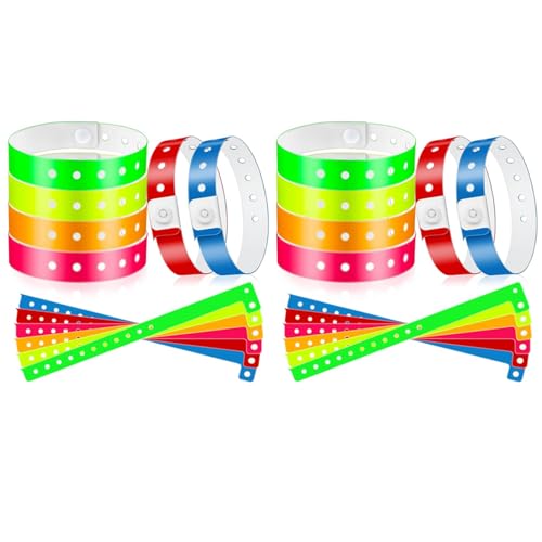 Waiecne 96 Stück Vinyl-Armbänder Aus Kunststoff, Event-Armbänder, Armbänder für Events, Konzerte, Karneval, Nachtclubs, Set 1 von Waiecne