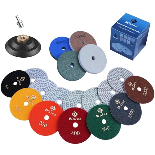 Waies Nass Diamant Schleifscheibe Polierset 100mm für Fliesen Stein Beton Marmor Granit, Schleifpads/Polierscheibe für Winkelschleifer von Waies