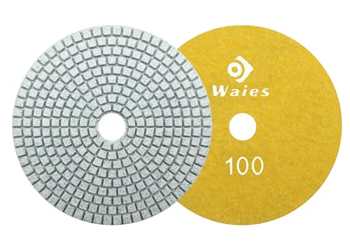 Waies 125mm Körnung 100 Diamant-Schleifpad für Nass/Trockenschliff Klettaufnahme, für Granit Stein Beton Marmor Bodenschleifer oder Polierer … von Waies