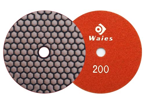 Waies 125mm Körnung 200 Diamant-Schleifpad für Trockenschliff Klettaufnahme, für Granit Stein Beton Marmor Bodenschleifer oder Polierer … von Waies