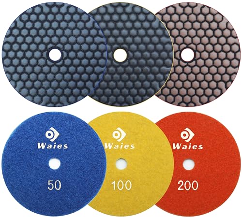 Waies 125mm Körnung 50-100-200 Diamant-Schleifpad für Trockenschliff Klettaufnahme, für Granit Stein Beton Marmor Bodenschleifer oder Polierer Waies 125mm Körnung 50-100-200 Diamant-Schleifpad für Trockenschliff Klettaufnahme, für Granit Stein Beton Marmor Bodenschleifer oder Polierer von Waies