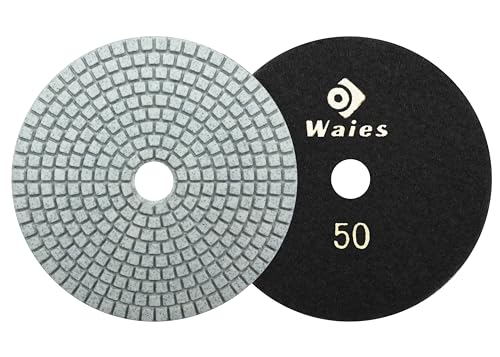 Waies 125mm Körnung 50 Diamant-Schleifpad für Nass Schliff Klettaufnahme, für Granit Stein Beton Marmor von Waies