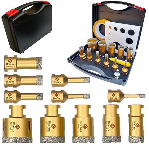 Waies 13-teiliges Diamantbohrer-Set, Trocken-/Nasslöten, Hohlbohrer-Lochsägen-Set, 11-teiliges Lochöffner mit Lochsägenführungsvorrichtung, geeignet für Keramik, Glas, Fliesen, Gips, Marmor, Granit Waies 13-teiliges Diamantbohrer-Set, Trocken-/Nasslöten, Hohlbohrer-Lochsägen-Set, 11-teiliges Lochöffner mit Lochsägenführungsvorrichtung, geeignet für Keramik, Glas, Fliesen, Gips, Marmor, Granit von Waies