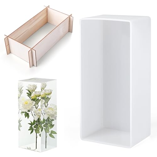 Große Harzformen, tiefes Rechteck Silikonformen Epoxidharz mit Holzrahmenunterstützung für DIY Art Flower Preservation Buchenden Dekorationen (7.2x3.3x2.3in) von Waitamo