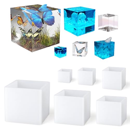 Waitamo 6Pcs Epoxidharz Formen Quadrat, 2,7/2/1,6/1,4/1/0,8 Inch Würfelförmige Gießform Set für Dekofigur Blumenkonservierung Kerze Seife Waitamo 6Pcs Epoxidharz Formen Quadrat, 2,7/2/1,6/1,4/1/0,8 Inch Würfelförmige Gießform Set für Dekofigur Blumenkonservierung Kerze Seife von Waitamo