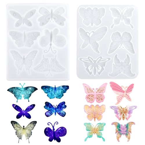 Waitamo Epoxidharz Formen, 2 Pcs Schmetterling Gießformen Silikon Epoxidharz Silikonformen Für Ohrringe Halsketten Ringe Schlüsselanhänger von Waitamo