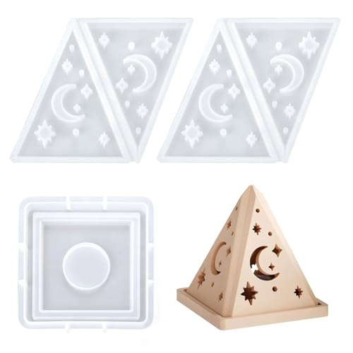 Waitamo Epoxidharz Formen, Pyramide Gießformen Silikon 3D Teelichthalter Epoxidharz Silikonformen Für Kerzen Halten Home Decor (Moon Pyramid) von Waitamo
