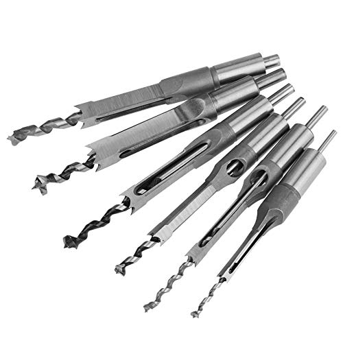 Vierkantlochbohrer, Quadratbohrer, Set mit 6 Stück Meißeln für Mörtel, Vierkantbohrer für Holzbearbeitung, Mortise Chisel, 6 Größen (6,35 mm, 8 mm, 9,5 mm, 12,7 mm, 14 mm, 16 mm) von Wakects