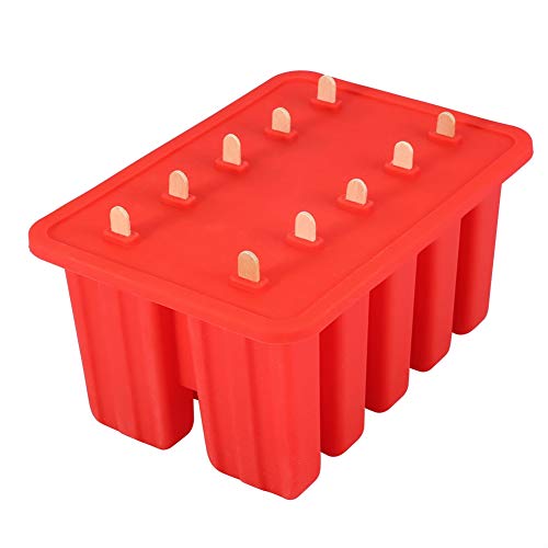 Wakects 10-Zell-Eisschimmel mit 50 Stöcken für Hausgemachte Leckerei (Rot) von Wakects