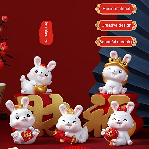 Wakects 2023 Chinesische Neujahrsdekoration, Glückverheißendes Jahr Maskottchenschmuck, Wohlstand und Glückstischdekorationen, für Souvenirs, Bürodekoration (I) von Wakects