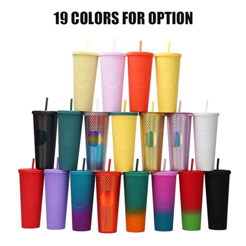 Wakects 710ml Tumbler mit Strohhalm, hochwertiges AS-Material, doppelwandiges Design, mattes Studded, offene breite, für Wasser trinken (WHITE) von Wakects