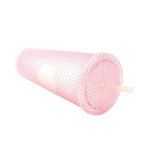 Wakects 710ml Tumbler mit Strohhalm, hochwertiges AS-Material, doppelwandiges Design, mattes Studded, offene breite, für Wasser trinken (transparentes Rosa) von Wakects