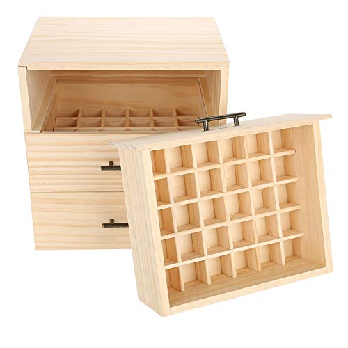 Wakects Ätherisches Öl Organisator, 90 Slots Aufbewahrungsbox für ätherische Öle, Holz Organizer für Aromatherapie und Duftöle, für Reisen, Aufbewahrung, ätherisches Öl mit 3 Ebenen von Wakects