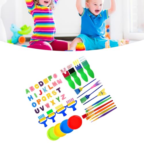 Wakects Foam Pinselset, Schwamm Malwerkzeugkit für, Lustiges Bildungsset mit Englischer Buchstaben, Roller -Pinsel, Stimuliert Fantasie, Kreativität, Verstärkt die Farbe (HM-48) von Wakects