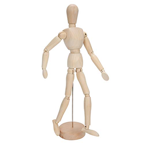 Wakects Holzmodell mit Grasbaummaterial, Menschliches Figurenmodell Art Man Spielzeug, Bewegliche Gliedmaßen Puppe für Kunstskizze und Wohnkultur von Wakects