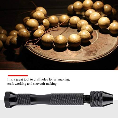 Wakects Mini-Handbohrer, Tragbarer Kleiner Handbohrer mit Chuck-Kapazität 0,3-3,4 Mm, für Holz, Bodhi, Knochen, Bernstein, Olivenmutter und Walnuss, Anti-Slip-Aluminium-Legierungsgriff, Ideal für von Wakects