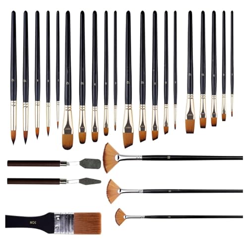 Wakects Professionelles Pinselset, 34 Stücke Pinsel -Pinsel -Kit, Mehrere Formen und Größen, Nylonborsten, Leichte und Tragbare, Starke Konstruktion, Ideal für Kunstmalerei, (26pcs Set (Frosted Bag Wakects Professionelles Pinselset, 34 Stücke Pinsel -Pinsel -Kit, Mehrere Formen und Größen, Nylonborsten, Leichte und Tragbare, Starke Konstruktion, Ideal für Kunstmalerei, (26pcs Set (Frosted Bag von Wakects
