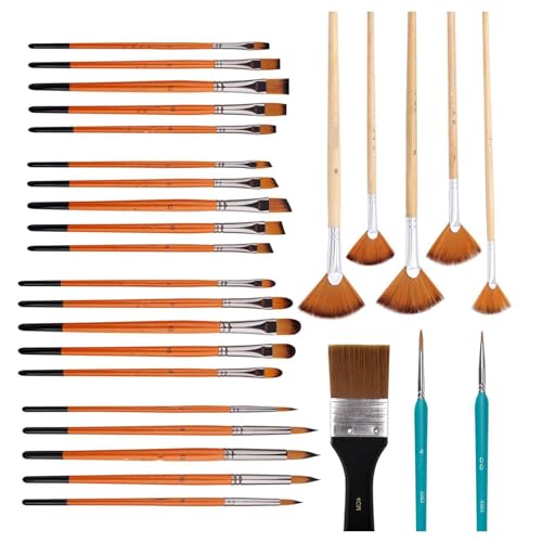 Wakects Professionelles Pinselset, 34 Stücke Pinsel -Pinsel -Kit, Mehrere Formen und Größen, Nylonborsten, Leichte und Tragbare, Starke Konstruktion, Ideal für Kunstmalerei, (29pcs Set (Frosted Bag Wakects Professionelles Pinselset, 34 Stücke Pinsel -Pinsel -Kit, Mehrere Formen und Größen, Nylonborsten, Leichte und Tragbare, Starke Konstruktion, Ideal für Kunstmalerei, (29pcs Set (Frosted Bag von Wakects