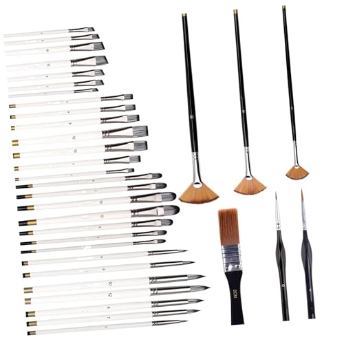 Wakects Professionelles Pinselset, 34 Stücke Pinsel -Pinsel -Kit, Mehrere Formen und Größen, Nylonborsten, Leichte und Tragbare, Starke Konstruktion, Ideal für Kunstmalerei, (34pcs Set (Frosted Bag Wakects Professionelles Pinselset, 34 Stücke Pinsel -Pinsel -Kit, Mehrere Formen und Größen, Nylonborsten, Leichte und Tragbare, Starke Konstruktion, Ideal für Kunstmalerei, (34pcs Set (Frosted Bag von Wakects