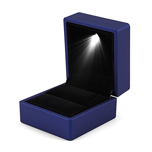 Wakects Schmuckschatulle, LED beleuchtete Ringbox, LED Ringbox, Box für Trauringe, Schmuck Organizer, Schmuckschatulle für Mädchen (Blau) von Wakects
