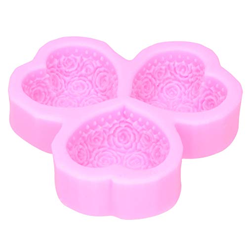 Wakects Silikon-Backform, [Premium-Material] DIY-herzförmige Rosenblumenseife für Kuchendekoration, Handgefertigte Seife mit Einfacher Freisetzung, Ideal für Pralinen, Süßigkeiten und Mehr (Rosenate) von Wakects