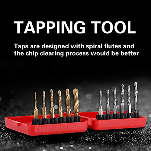 Wakects Tap-Bohrer-Set, 12pcs M3-M10 Hex Shank Titan mit Hochgeschwindigkeits-Stahl-Hände-HSS-Schraubengewinde-Metrik und Zoll-Tap-Bohrer, 1/4-20nc, 12-24NC, 10-24NC, 10-32N Wakects Tap-Bohrer-Set, 12pcs M3-M10 Hex Shank Titan mit Hochgeschwindigkeits-Stahl-Hände-HSS-Schraubengewinde-Metrik und Zoll-Tap-Bohrer, 1/4-20nc, 12-24NC, 10-24NC, 10-32N von Wakects