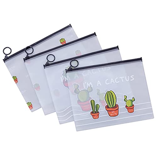 Wakects Zipper -Taschen -Datei Tasche, PVC Transparent Bleistifthülle Schreibwarenlager für Schulbüro Haus Ordentlich und Robust (Drei Kaktus) von Wakects